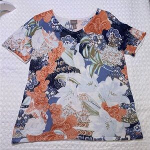 Chico's Floral Short Sleeve Top